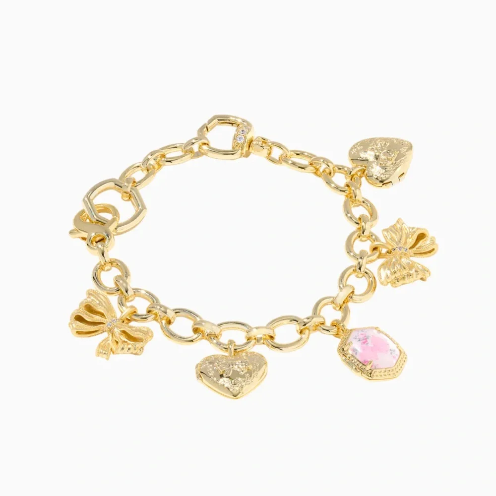 LOVESHACKFANCY Kendra Scott Bow Locket Gold Charm Bracelet - Picture 3 of 12